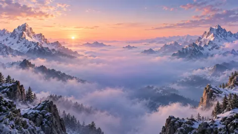 Alpine Dawn scene used to preview a MinuFlow Pomodoro session